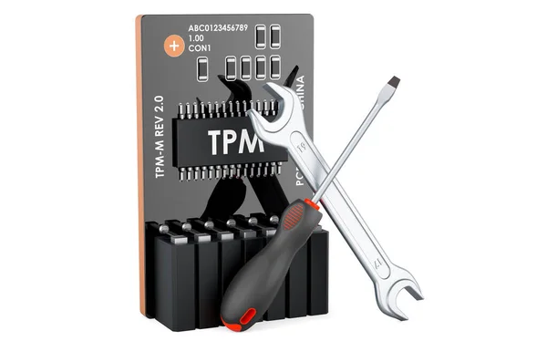 Trusted Platform Module Tpm Screwdriver Wrench Rendering Isolated White Backgroun — Stok fotoğraf