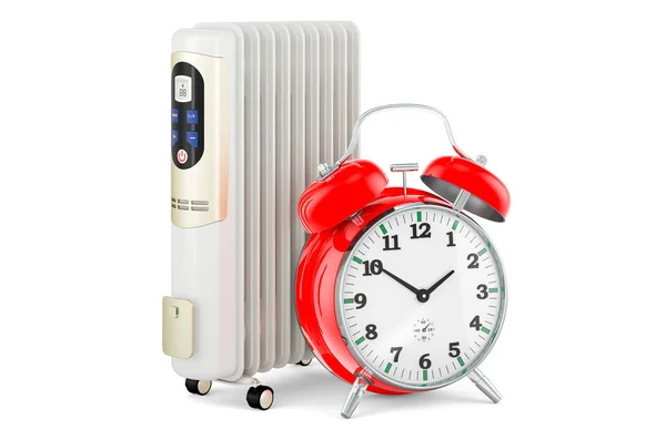 Electric Oil Heater Alarm Clock Rendering Isolated White Background — Photo