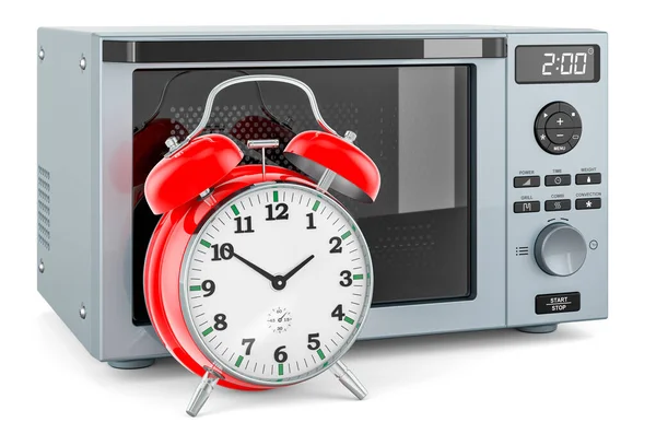 Combination Oven Microwave Alarm Clock Rendering Isolated White Backgroun — Photo