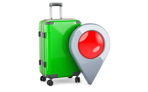 Luggage Map Pointer Rendering Isolated White Backgroun — Zdjęcie stockowe