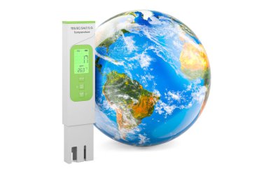 TDS meter with forbidden symbol, 3D rendering isolated on white background