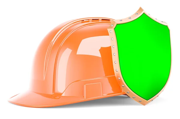 Construction Orange Hard Hat Shield Rendering Isolated White Background — Stock fotografie