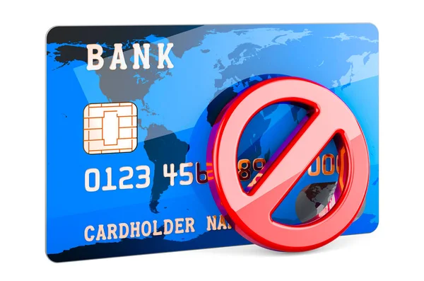 Credit Card Forbidden Symbol Rendering Isolated White Backgroun —  Fotos de Stock