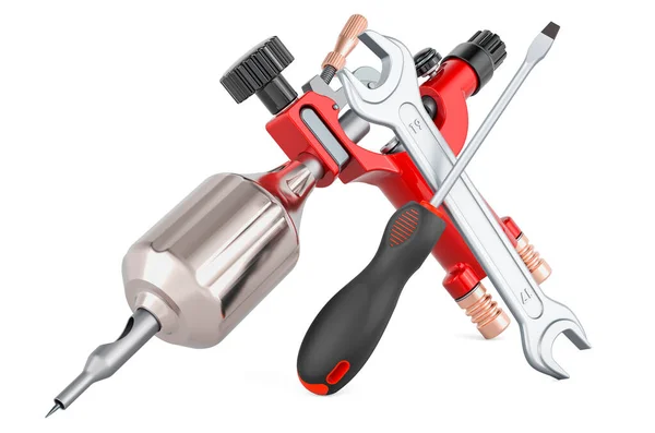 Tattoo Machine Screwdriver Wrench Rendering Isolated White Background — Stock Photo, Image