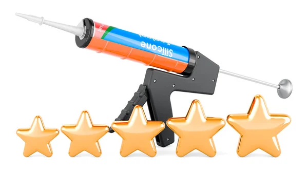 Pistola Selladora Con Tubo Sellador Silicona Con Cinco Estrellas Doradas —  Fotos de Stock
