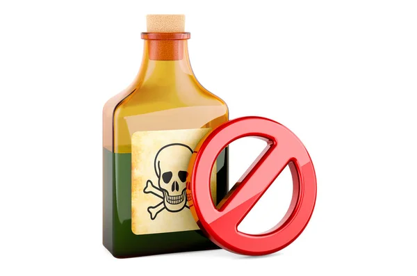 Poison Bottle Forbidden Symbol Rendering Isolated White Background — Stock Photo, Image