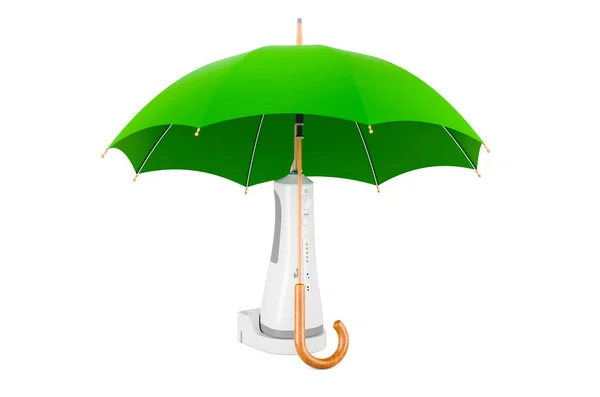 Flotteur Eau Portable Sous Parapluie Rendu Isolé Sur Fond Blanc — Photo