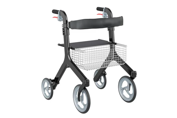 Rollator Elderly Manual Lockable Brakes Basket Seat Wheels Rendering Isolated — Stock Photo, Image