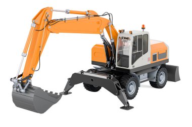 Kazıcı, 3 boyutlu görüntüleme beyaz arkaplanda izole edildi