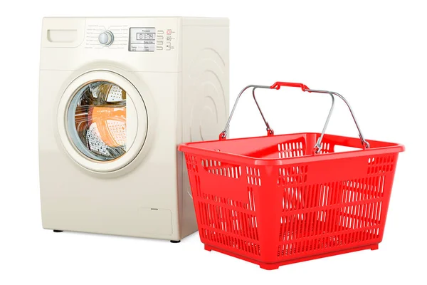 Washing Machine Shopping Basket Rendering Isolated White Background — Stock Photo, Image