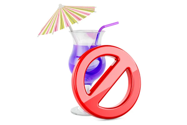 Tropical Cocktail Forbidden Symbol Rendering Isolated White Background — Stock Photo, Image