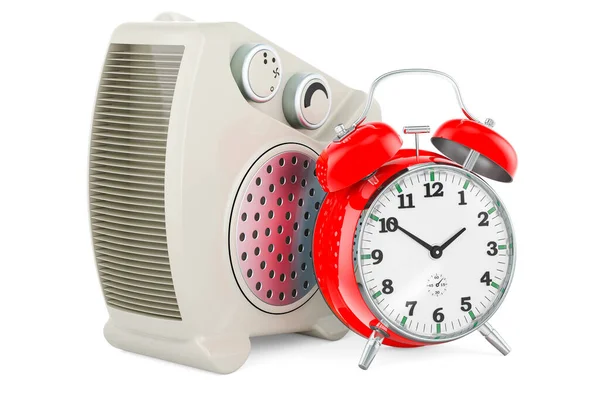 Calentador Ventilador Con Despertador Renderizado Aislado Sobre Fondo Blanco —  Fotos de Stock
