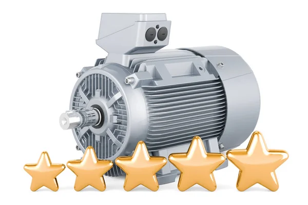 Industrial Electric Motor Five Golden Stars Rendering Isolated White Background — Stock Photo, Image