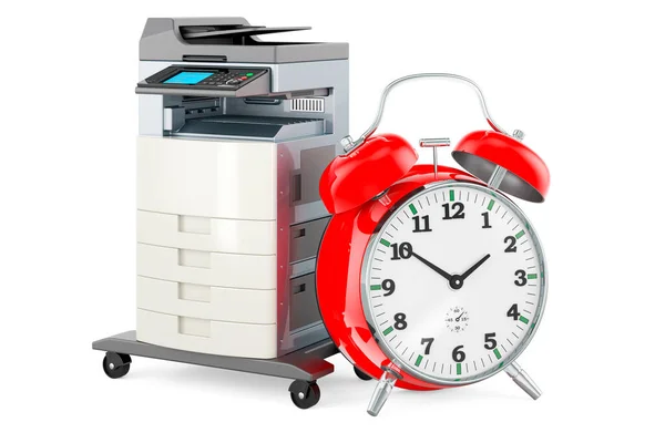 Office multifunction printer MFP with alarm clock, 3D rendering isolated on white background