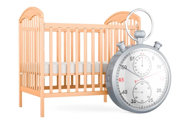 Cuna Para Bebés Cama Infantil Con Cronómetro Representación Aislada Sobre —  Fotos de Stock