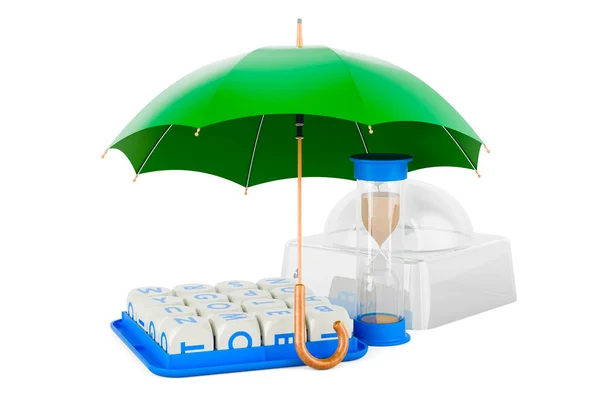 博格棋盘游戏在伞下 在白色背景上孤立的3D渲染 — 图库照片