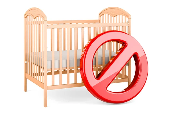 Cuna Cama Infantil Con Símbolo Prohibido Representación Aislada Sobre Fondo —  Fotos de Stock