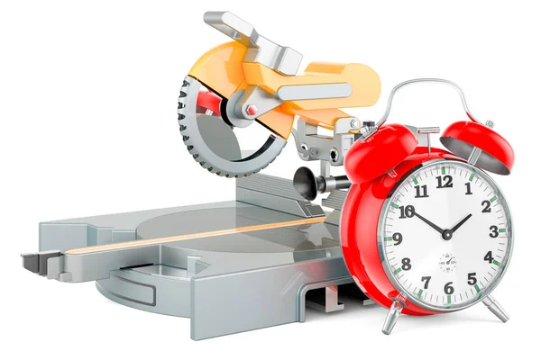 Table Circular Saw Alarm Clock Rendering Isolated White Background — Stock Photo, Image
