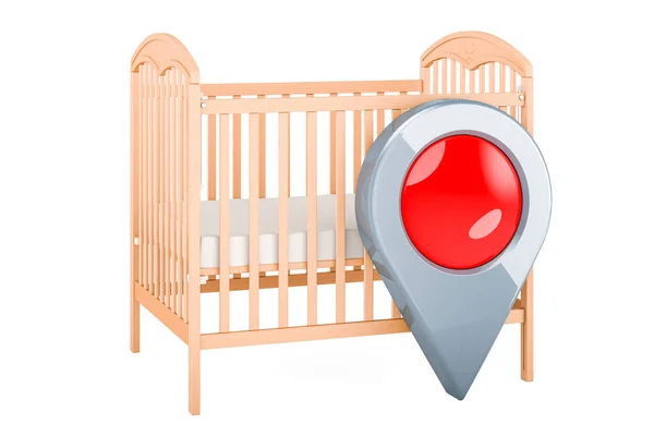Cuna Para Bebés Cama Infantil Con Puntero Mapa Representación Aislada —  Fotos de Stock