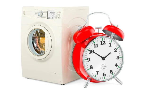 Mesin Cuci Dengan Jam Alarm Render Terisolasi Pada Latar Belakang — Stok Foto