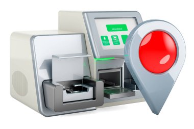 Harita işaretleyicili DNA sıralayıcısı, beyaz arkaplanda 3 boyutlu görüntüleme 