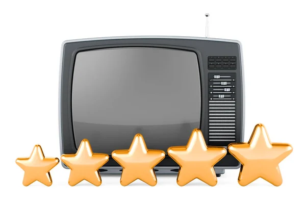 Televisor Retro Con Cinco Estrellas Doradas Representación Aislada Sobre Fondo — Foto de Stock