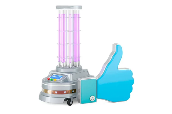 stock image UV-Disinfection Robot with like icon. 3D rendering isolated on white background