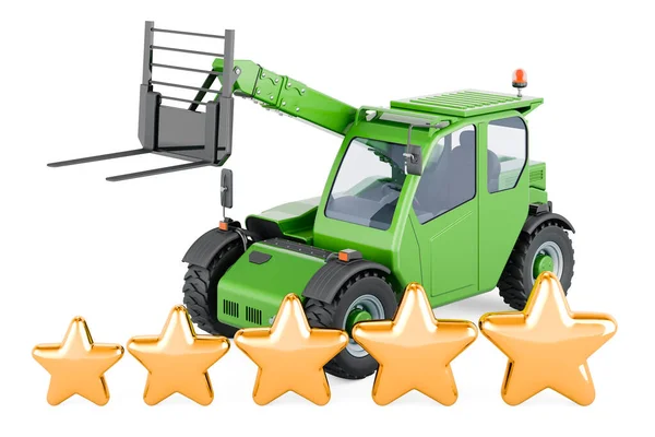 Telescopic Handlers Five Golden Stars Rendering Isolated White Background — Stock Photo, Image