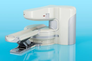 MRI Makinesini aç, mavi arkaplanda 3D görüntüleme