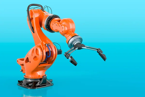 Roboterarm Rendering Auf Blauem Hintergrund — Stockfoto