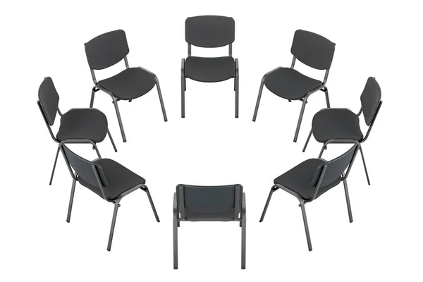 Židle Kruhu Setkání Koncepce Vykreslování Izolované Bílém Pozadí — Stock fotografie