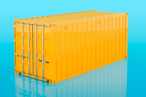 Cargo Container Rendering Blue Background — Stock Photo, Image