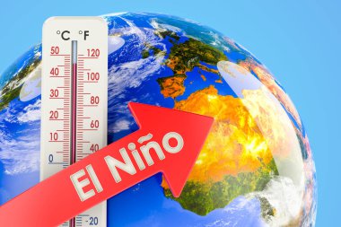 Heat wave in America concept, 3D rendering on blue background