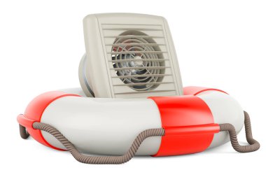Extractor Fan with lifebuoy. 3D rendering isolated on white background