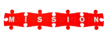 Kırmızı bulmacalardan görev kelimesi, beyaz arkaplanda 3 boyutlu görüntüleme