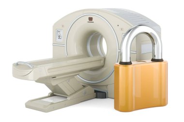 MRI veya PET tarayıcısı asma kilitli, 3 boyutlu görüntüleme beyaz arkaplanda izole edildi