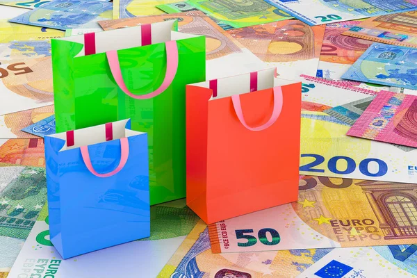 Shopping Bags Euro Backdrop Rendering Stock Image
