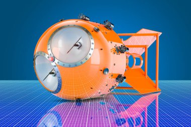Dijital, fütüristik arka planda atom bombası, 3D görüntüleme