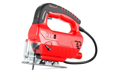 Elektrikli yapboz, beyaz arkaplanda 3 boyutlu görüntüleme