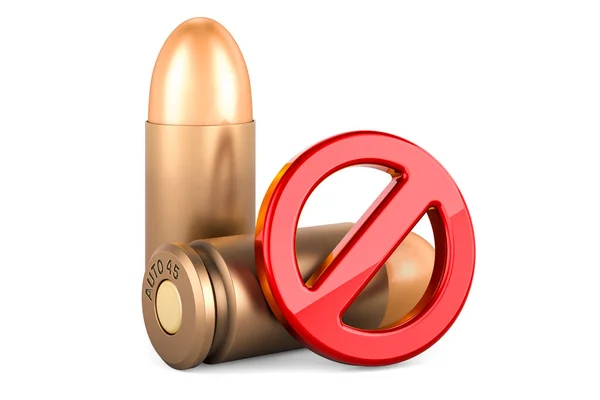 Bullets Forbidden Symbol Rendering Isolated White Background — Stock Photo, Image