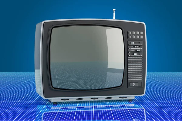 Televisor Sobre Fondo Digital Futurista Representación — Foto de Stock