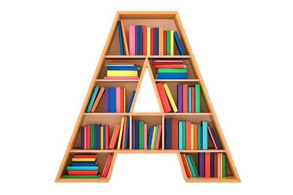 Buchstabe Alphabet Form Von Bücherregalen Darstellung Isoliert Auf Weißem Hintergrund — Stockfoto