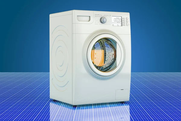 Pračka Digitálním Futuristickém Pozadí Vykreslování — Stock fotografie