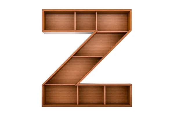 レターZ 書籍なしの本棚としてアルファベット 3Dレンダリングは白い背景で隔離 — ストック写真