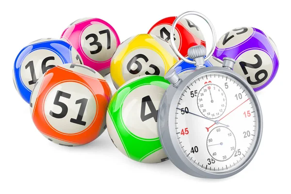 Lottery Balls Stopwatch Rendering Isolated White Background — Stock Photo, Image