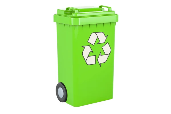 Lata Lixo Reciclagem Verde Renderização Isolado Fundo Branco — Fotografia de Stock