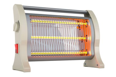 Kızılötesi ısıtıcı, halojen. Beyaz arkaplanda 3B görüntüleme izole edildi
