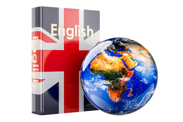 Englischsprachiges Lehrbuch Mit Earth Globe Internationaler Unterricht Und Kurse Englischer — Stockfoto