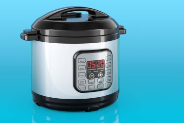 Mavi arkaplanda otomatik çoklu- aşçı, 3B oluşturma 