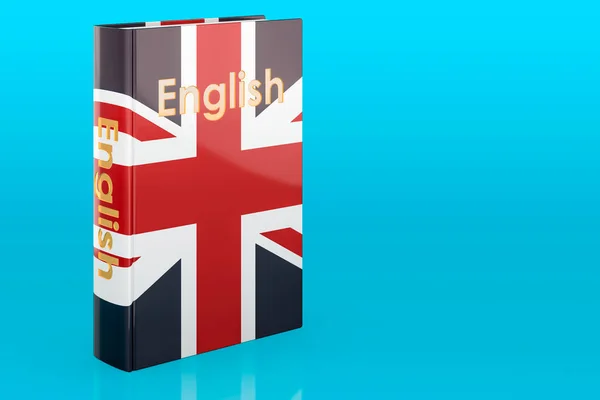 英语语言课程 蓝色背景的英语教材 3D渲染 — 图库照片